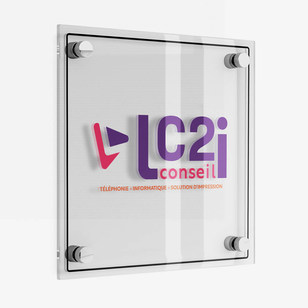 LC2i logo plaque vitrée